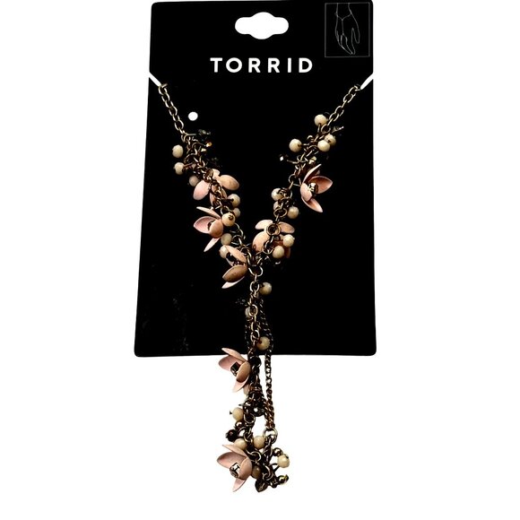 Torrid Hand Chain Blush Stone Flowers Gold Chain - Picture 1 of 8